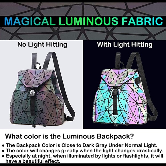 BESUURAN Geometric Luminous Holographic Reflective Backpack - Picture 4 of 13